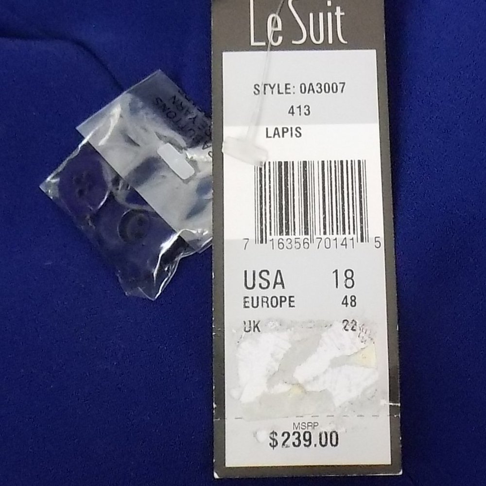 Le Suit 2-Piece Blue Pant Suit Blazer & Pants Set Size 18 NEW WITH TAGS - Picture 9 of 14